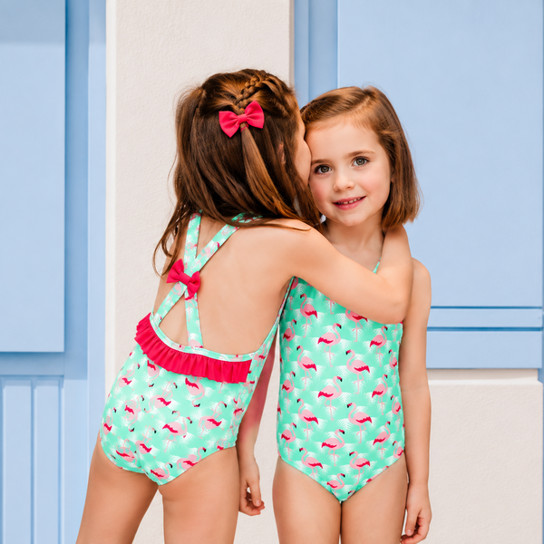 Maillot de bain 1 pièce croisé Flamant