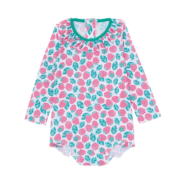 Body anti-UV Col volant framboise