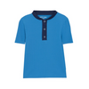 Col Mao bleu mer manches courtes