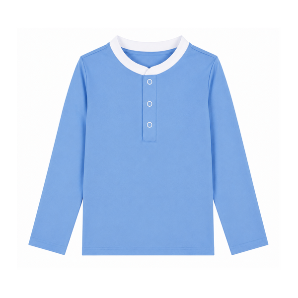 Haut anti-UV Col Mao bleu riviera