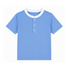 Haut anti-UV Col Mao bleu riviera manches courtes