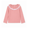Haut anti-UV Col double volant blush
