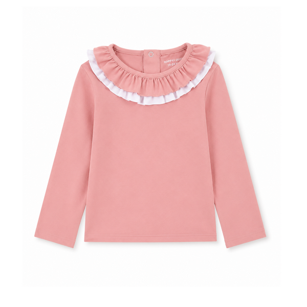 Haut anti-UV Col double volant blush