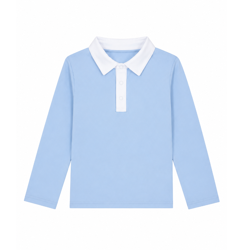 Haut anti-UV Col Polo bleu