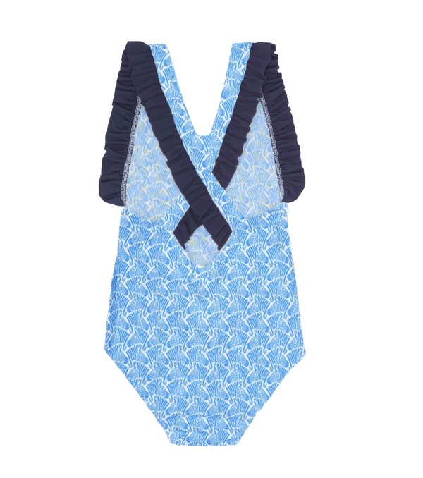 Maillot de bain 1 pièce Zebra bleu croisé