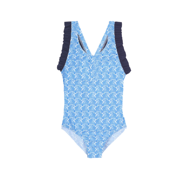Maillot de bain 1 pièce Zebra bleu croisé